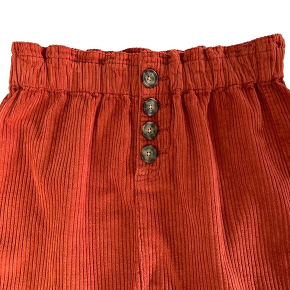 Pacsun Rust Corduroy Mini Skirt 25 Paperbag Waist Button Front Fall Aesthetic - Picture 2 of 5